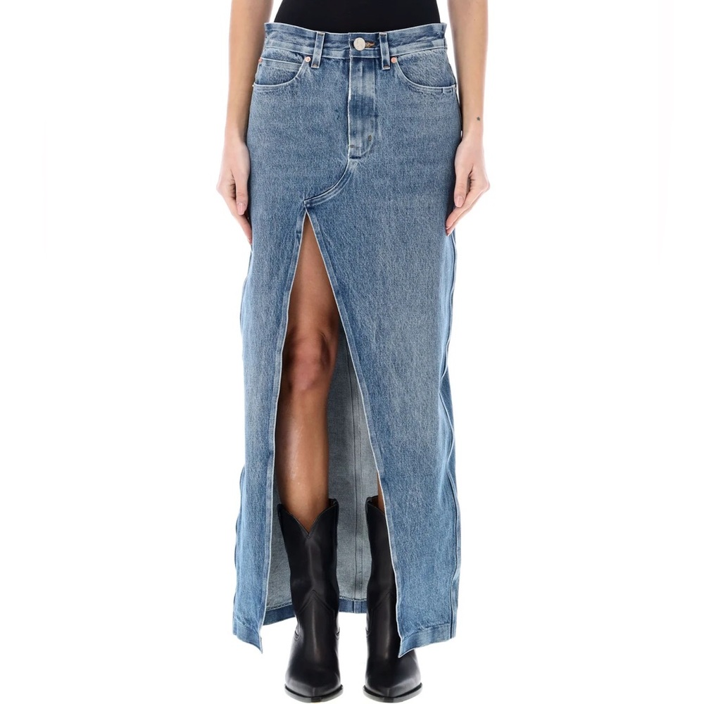 Alexander Wang Bonded Seams Long Crossover Skirt in Vintage Medium Indigo
